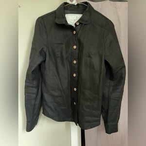 notPERFECTLINEN Black Classic Marle Linen Shirt